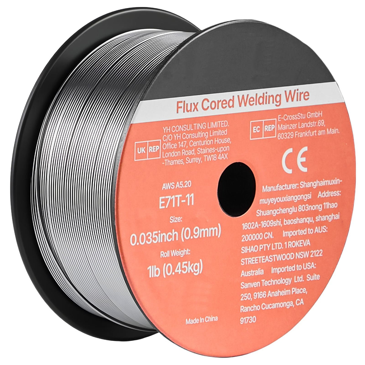 Flux Core MIG Welding Wire, E71T-11 0.035-inch 1 LBS, Gasless Mild Steel Welding Wire with Low Spatter for All Position Arc Welding, Self-Shielded for Outdoor Use (Pack of 2 Rolls)