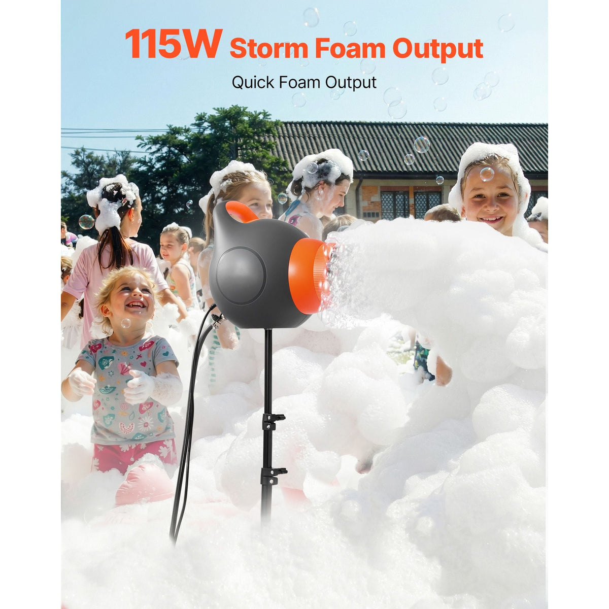 Foam Machine, 115 W Party Foam Cannon, Portable Foam Maker with a Tripod Stand, Powerful Foam Party Machine, for Backyard, Pool, Outdoor Events, Birthdays, Celebrations and Party, Grey & Orange