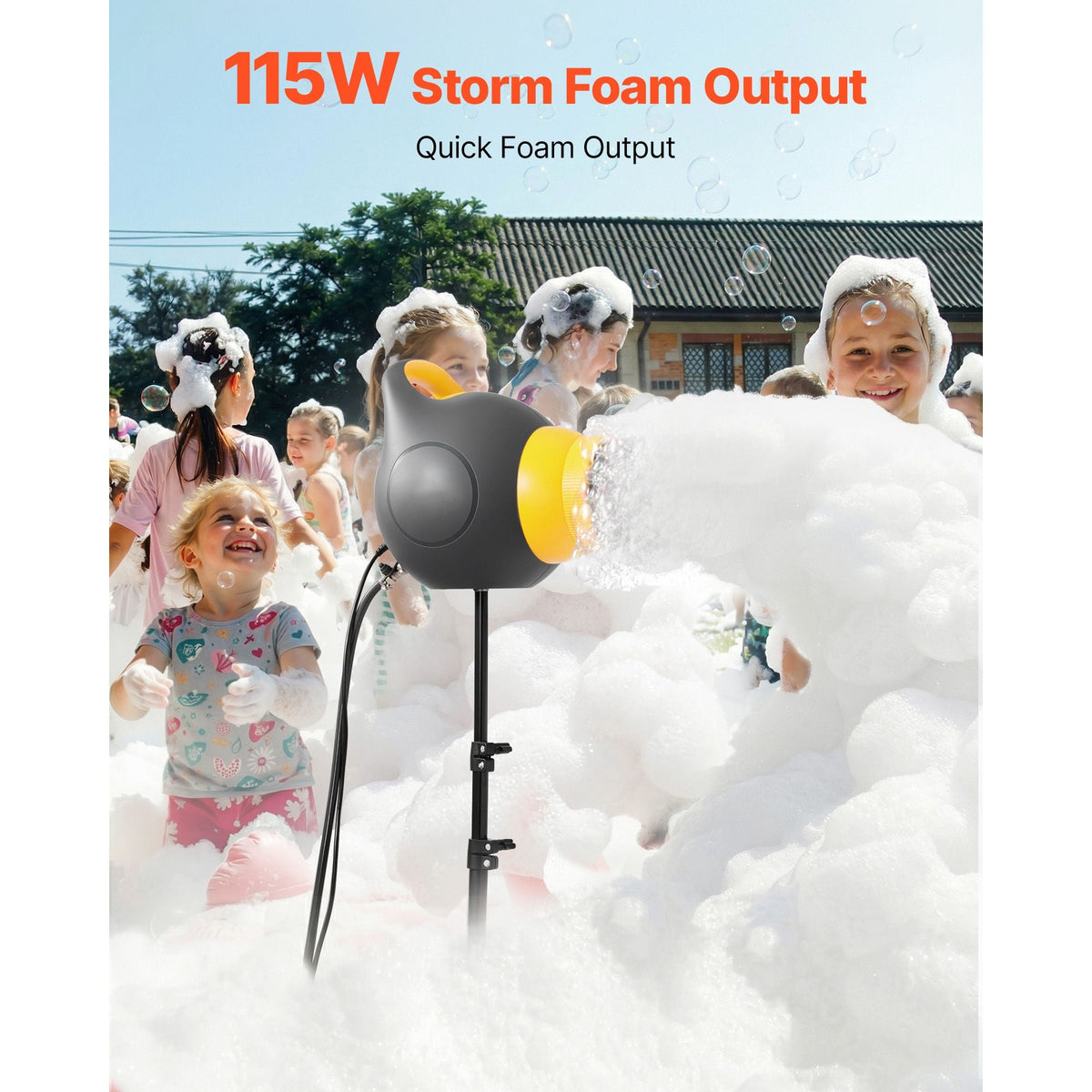 Foam Machine, 115 W Party Foam Cannon, Portable Foam Maker with a Tripod Stand, Powerful Foam Party Machine, for Backyard, Pool, Outdoor Events, Birthdays, Celebrations and Party, Grey & Yellow