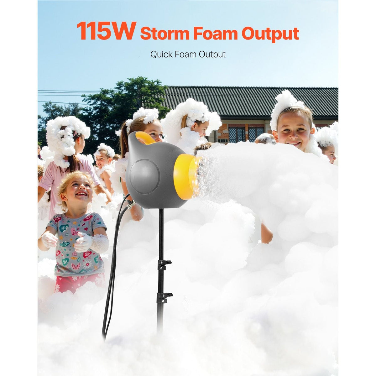 Foam Machine, 115 W Party Foam Cannon, Portable Foam Maker with a Tripod Stand, Powerful Foam Party Machine, for Backyard, Pool, Outdoor Events, Birthdays, Celebrations and Party, Grey & Yellow