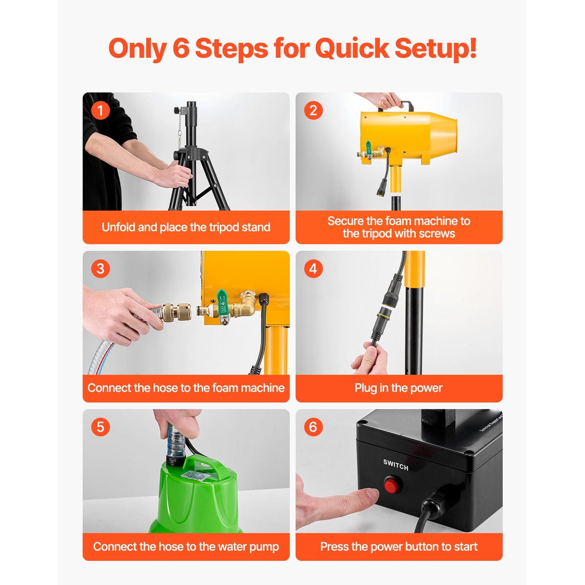 Foam Machine, 180 W Party Foam Cannon, Portable Foam Maker with a Tripod Stand, Foam Party Machine with a Submersible Pump, for Backyard, Pool, Outdoor Events, Birthdays, Celebrations & Party