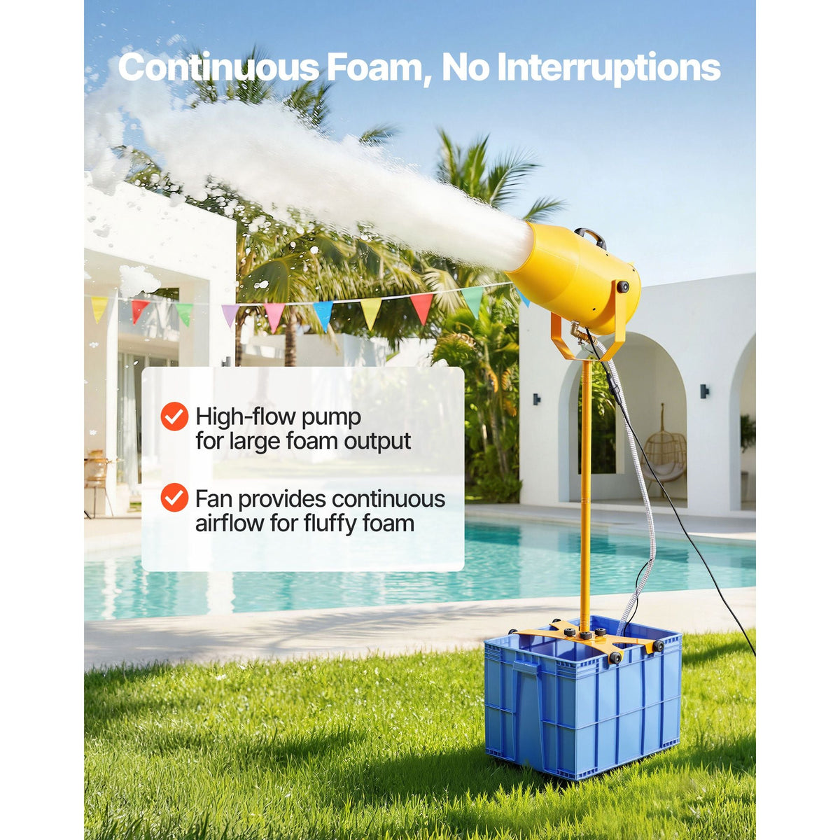 Foam Machine, 9.84 to 16.40 ft Spray Distance Foam Cannon Party Machine, Bubble Cannon with 74QT Water Tank, Stable Vertical Design, Dense Foams Maker for Gatherings, Celebrations & Par