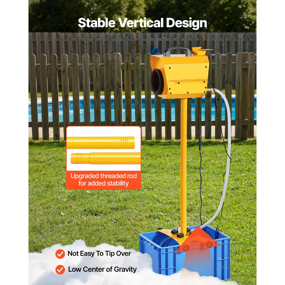 Foam Machine, Adjustable Angle Control Foam Cannon Party Machine, Bubble Cannon with 21QT Water Tank, Stable Vertical Design, Dense Foams Maker for Gatherings, Celebrations & Party