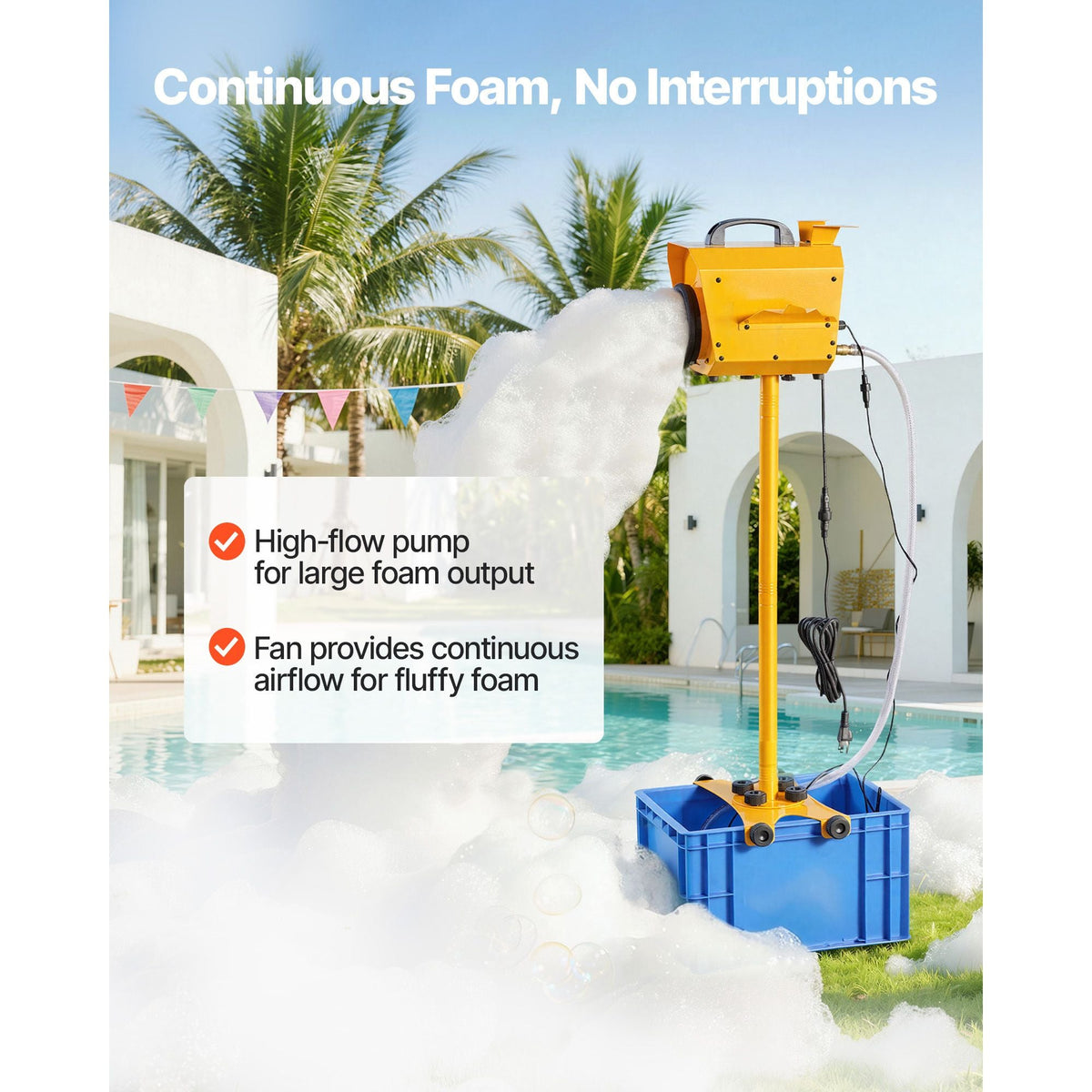 Foam Machine, Adjustable Angle Control Foam Cannon Party Machine, Bubble Cannon with 21QT Water Tank, Stable Vertical Design, Dense Foams Maker for Gatherings, Celebrations & Party