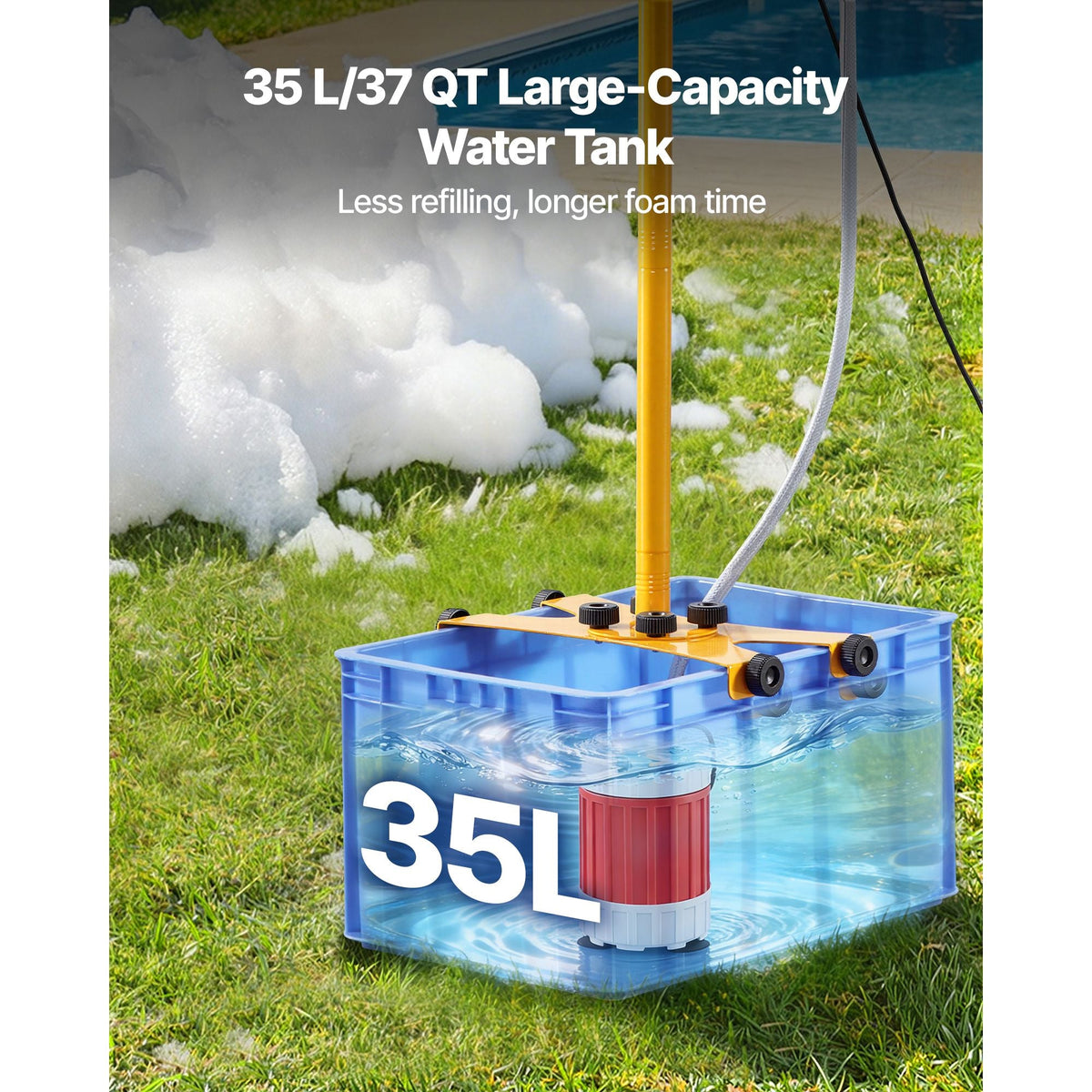 Foam Machine, Adjustable Angle Control Foam Cannon Party Machine, Bubble Cannon with 37QT Water Tank, Stable Vertical Design, Dense Foams Maker for Gatherings, Celebrations & Party