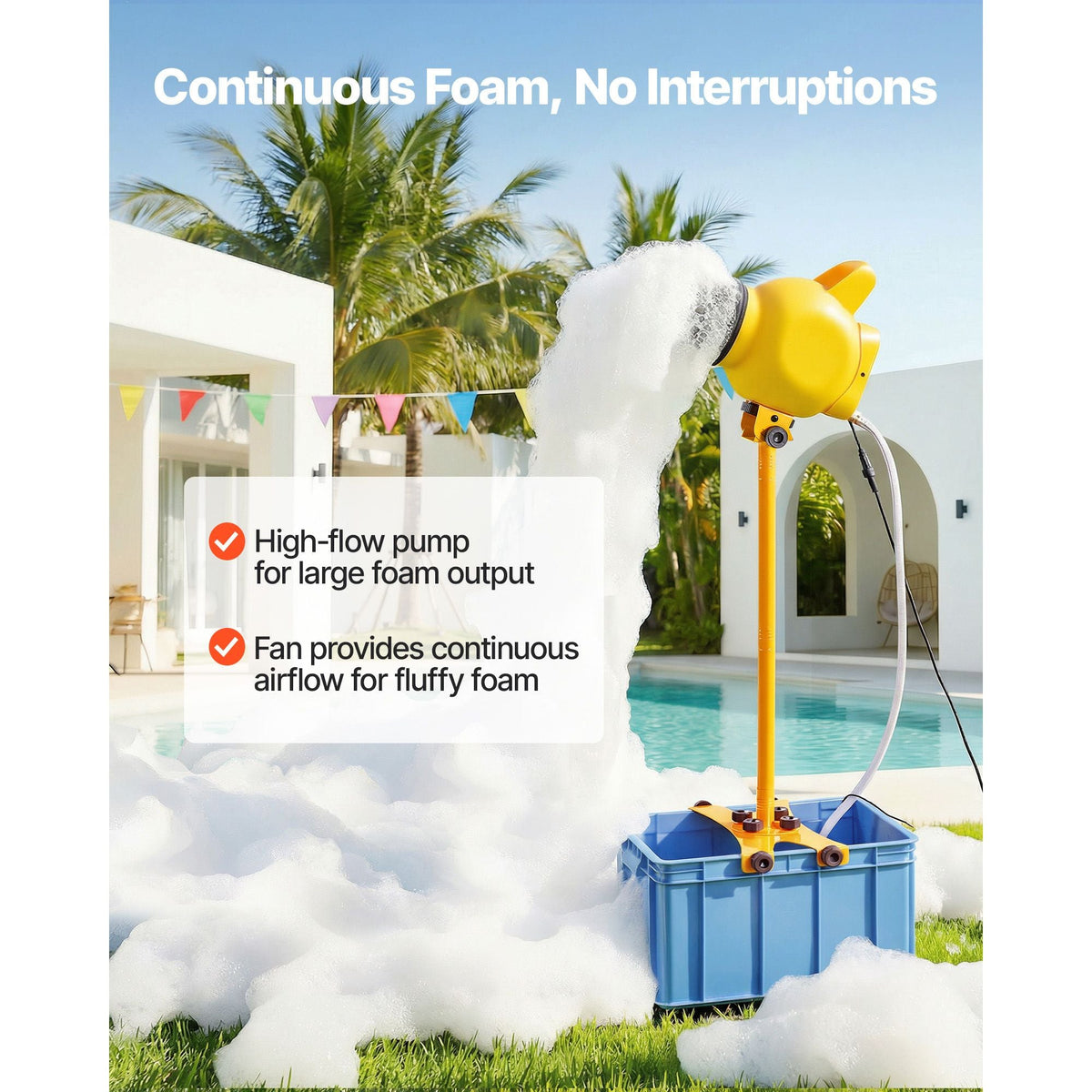 Foam Machine, Adjustable Angle Control Foam Cannon Party Machine, Bubble Cannon with 37QT Water Tank, Stable Vertical Design, Dense Foams Maker for Gatherings, Celebrations & Party