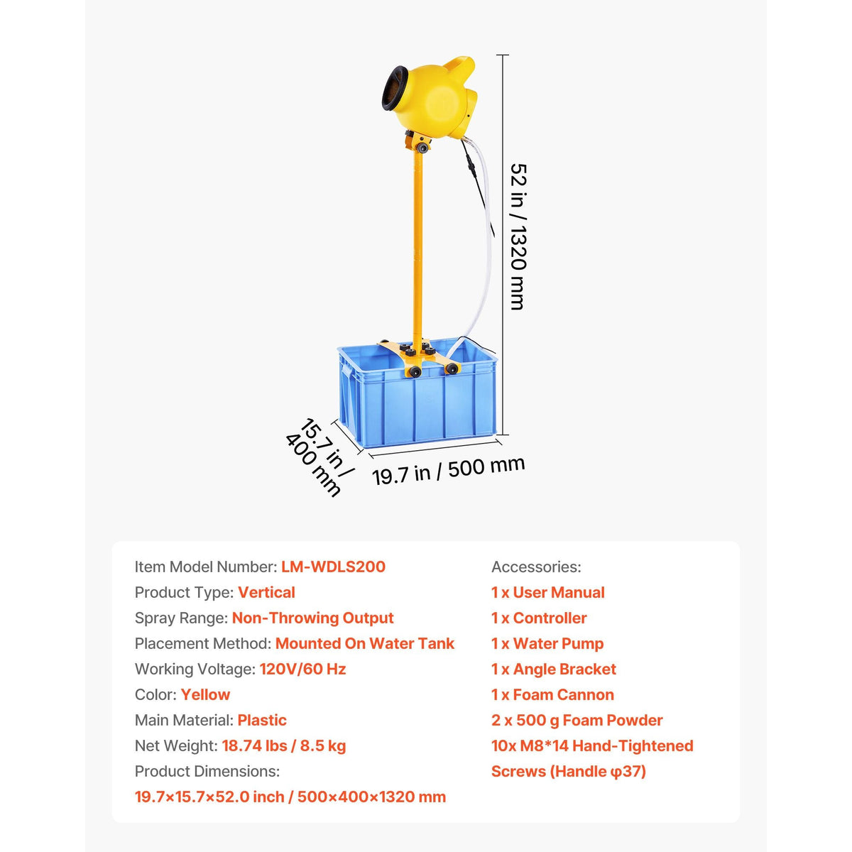 Foam Machine, Adjustable Angle Control Foam Cannon Party Machine, Bubble Cannon with 37QT Water Tank, Stable Vertical Design, Dense Foams Maker for Gatherings, Celebrations & Party