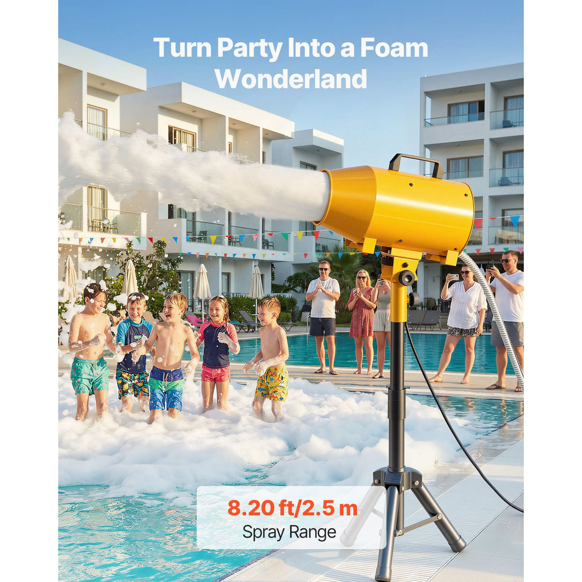 Foam Machine, Adjustable Angle Control Foam Cannon Party Machine, Bubble Cannon with Fan & Triangular Structure, Dense Foams Maker for Backyard, Celebrations & Party, Continuous Foams Output