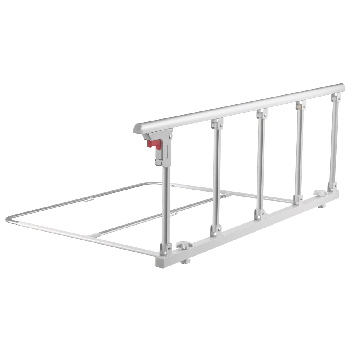 Foldable Bed Rail for Elderly, 48 in Bedside Assist Rail with Fixing Strap, Adjustable Height Pipe Bedside Cane, High-Strength Metal Senior Bed Bar, Hand Guard Grab Fits King, Queen, Full, Twin