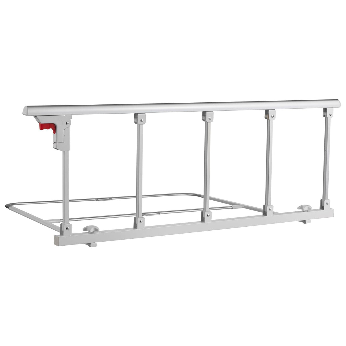 Foldable Bed Rail for Elderly, 48 in Bedside Assist Rail with Fixing Strap, Adjustable Height Pipe Bedside Cane, High-Strength Metal Senior Bed Bar, Hand Guard Grab Fits King, Queen, Full, Twin