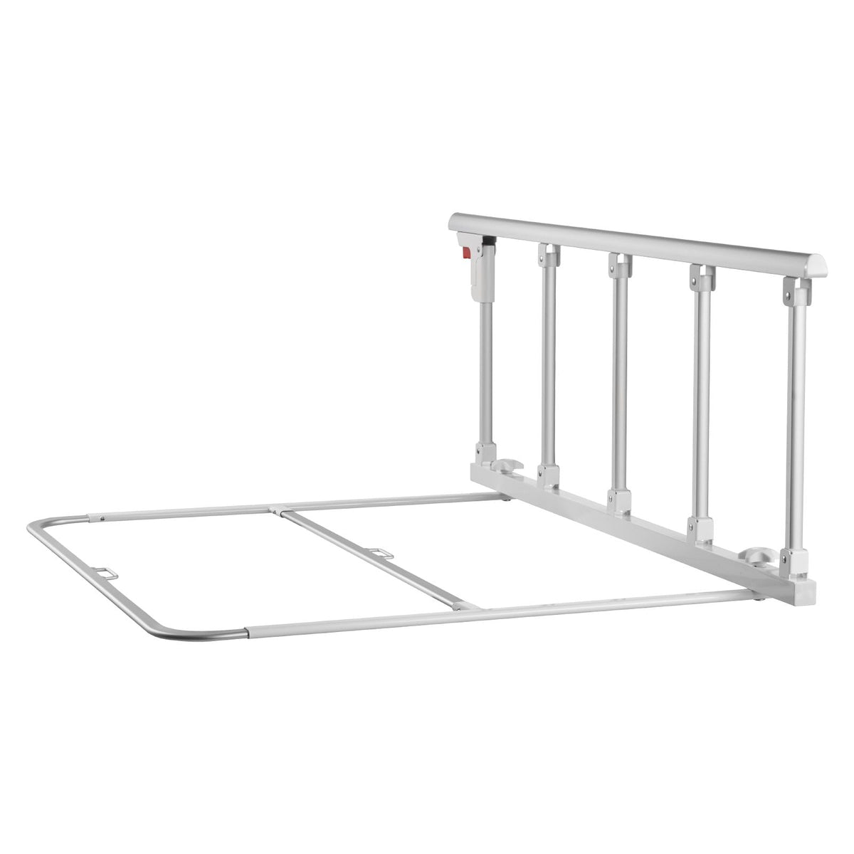 Foldable Bed Rail for Elderly, 48 in Bedside Assist Rail with Fixing Strap, Adjustable Height Pipe Bedside Cane, High-Strength Metal Senior Bed Bar, Hand Guard Grab Fits King, Queen, Full, Twin
