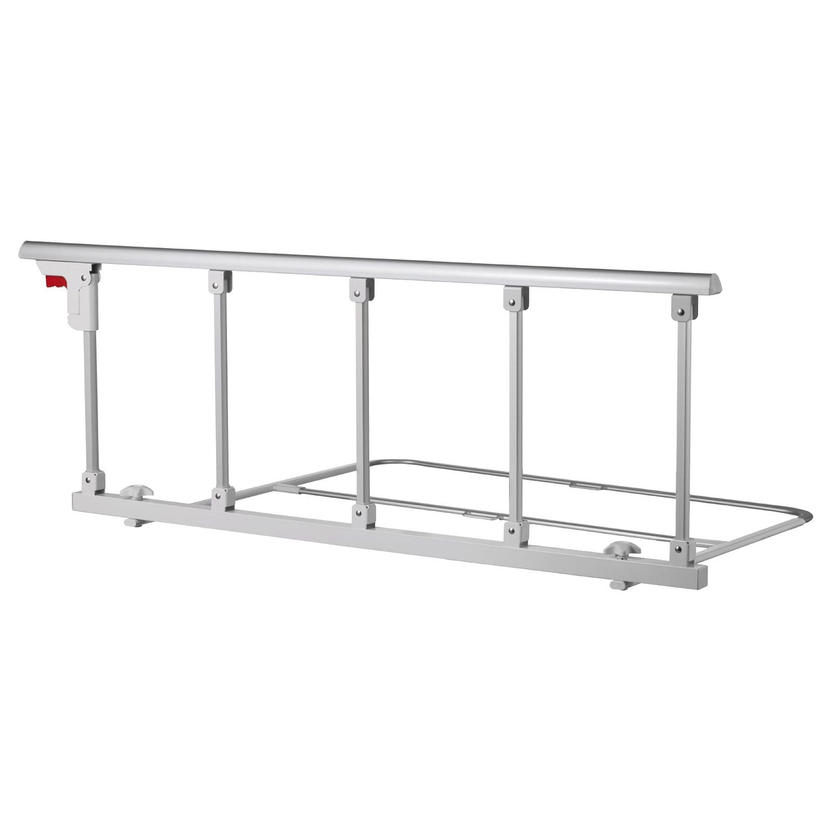 Foldable Bed Rail for Elderly, 48 in Bedside Assist Rail with Fixing Strap, Adjustable Height Pipe Bedside Cane, High-Strength Metal Senior Bed Bar, Hand Guard Grab Fits King, Queen, Full, Twin