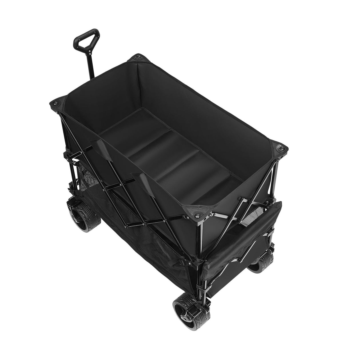 Foldable Double Decker Wagon, 400L Collapsible Wagon Cart with All-Terrain Wheels, Heavy Duty Folding Wagon Cart 350-450 lbs Weight Capacity for Camping, Garden, 52" Extra Long Extender