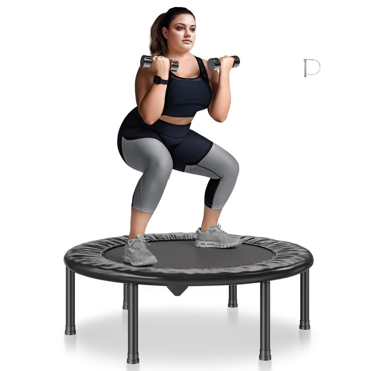 Foldable Mini Trampoline, 36 Inch Fitness Rebounder, Max Load 220 lbs Exercise Trampoline, Stable & Quiet Indoor Small Workout Trampoline, Mini Trampoline for Adults Indoor/Garden Workout