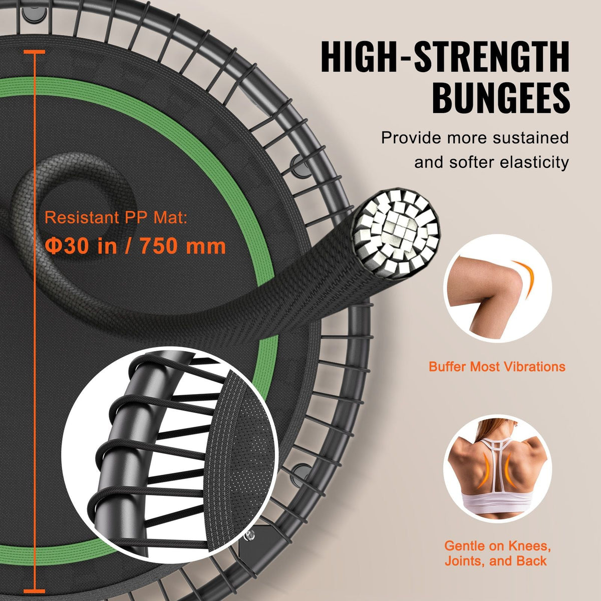 Foldable Mini Trampoline, 40 Inch Fitness Rebounder, Max Load 330 lbs Exercise Trampoline, Stable & Quiet Indoor Small Workout Trampoline, Mini Trampoline for Adults Indoor/Garden Workout