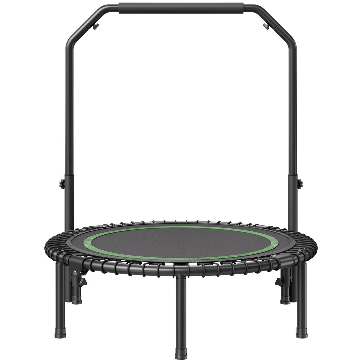 Foldable Mini Trampoline, 40 Inch Fitness Rebounder, Max Load 330lbs Exercise Trampoline, Stable & Quiet Trampoline with 4 Level Height Adjustable Foam Handle, for Adults Indoor/Garden Workout