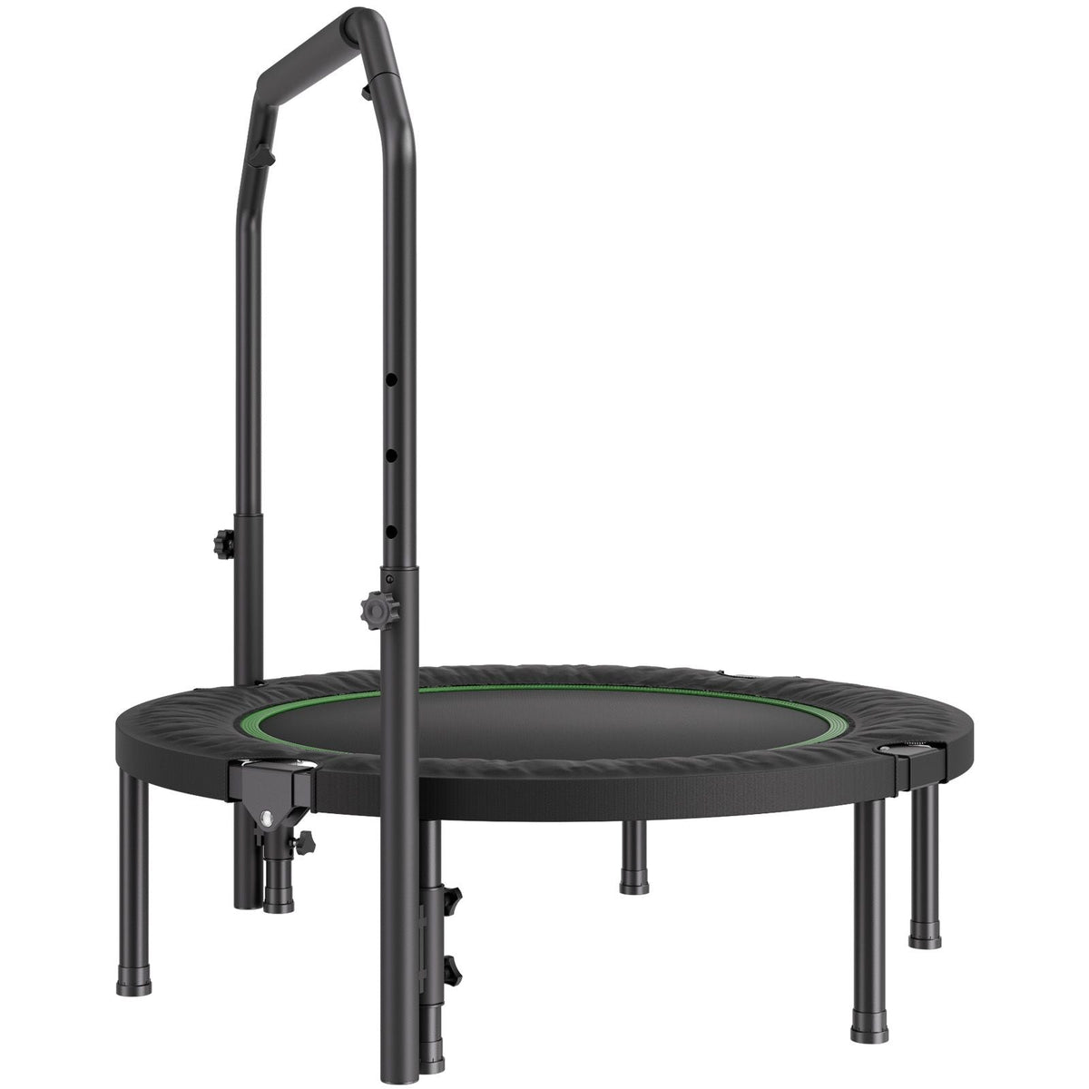 Foldable Mini Trampoline, 40 Inch Fitness Rebounder, Max Load 330lbs Exercise Trampoline, Stable & Quiet Trampoline with 4 Level Height Adjustable Foam Handle, for Adults Indoor/Garden Workout