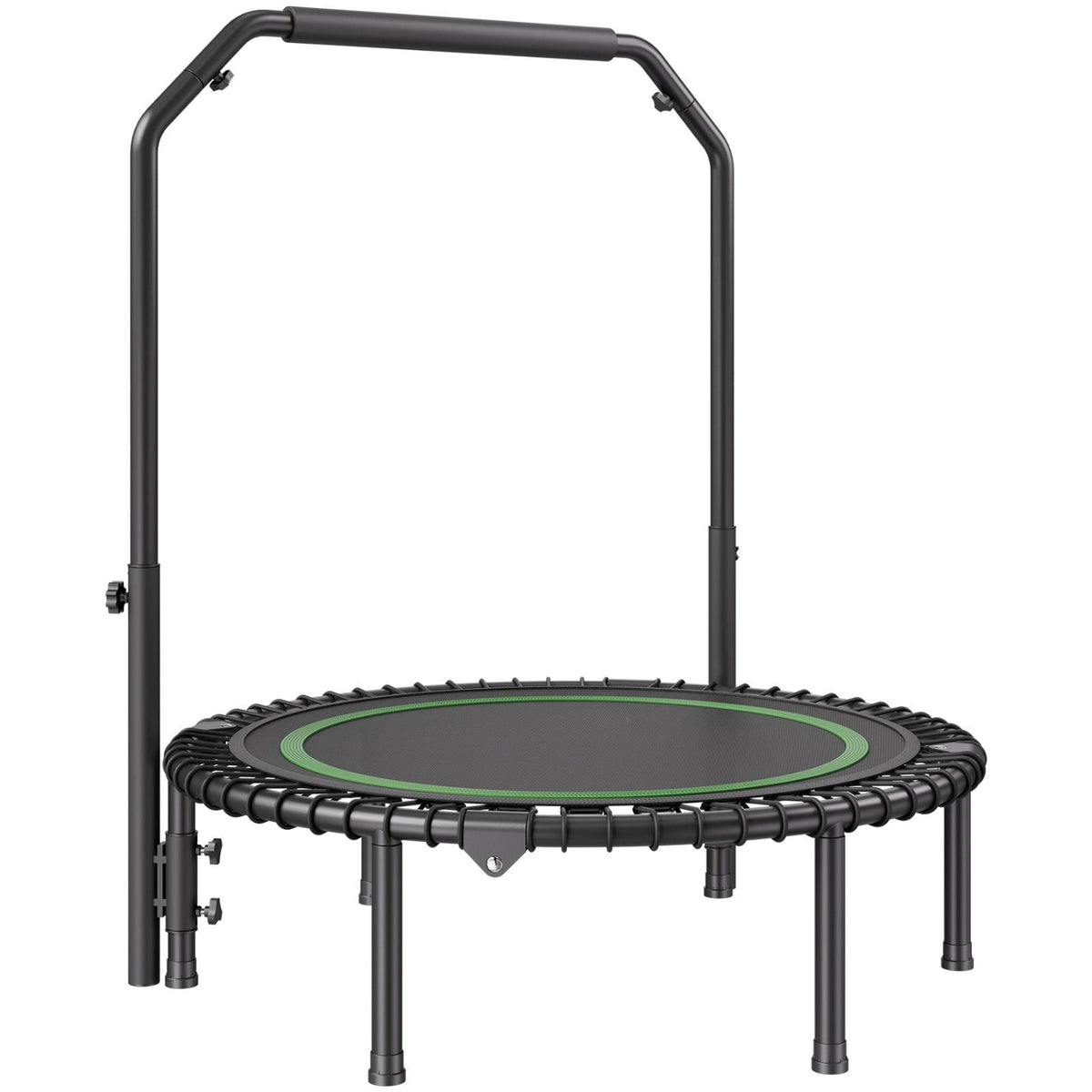 Foldable Mini Trampoline, 40 Inch Fitness Rebounder, Max Load 330lbs Exercise Trampoline, Stable & Quiet Trampoline with 4 Level Height Adjustable Foam Handle, for Adults Indoor/Garden Workout