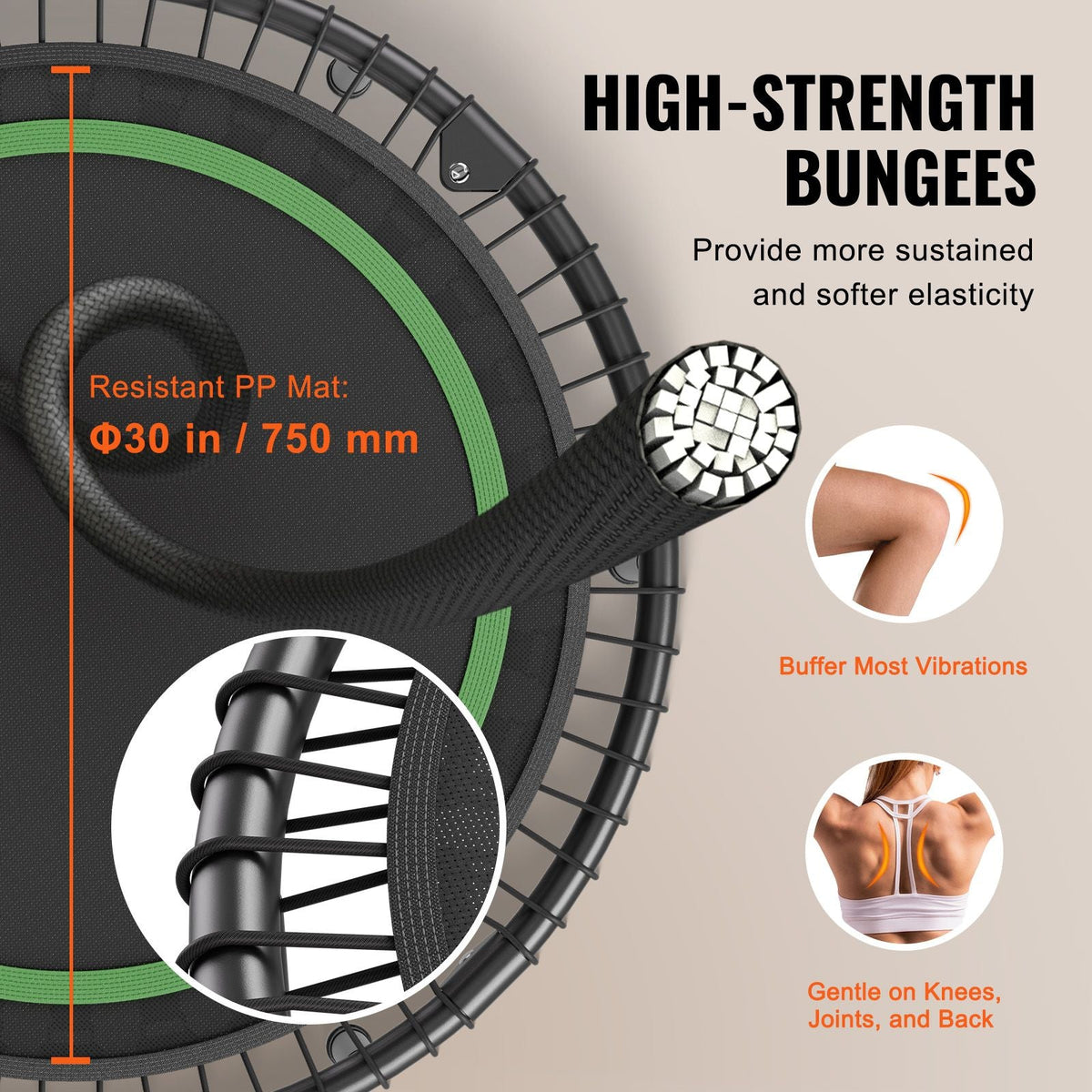 Foldable Mini Trampoline, 40 Inch Fitness Rebounder, Max Load 330lbs Exercise Trampoline, Stable & Quiet Trampoline with 4 Level Height Adjustable Foam Handle, for Adults Indoor/Garden Workout
