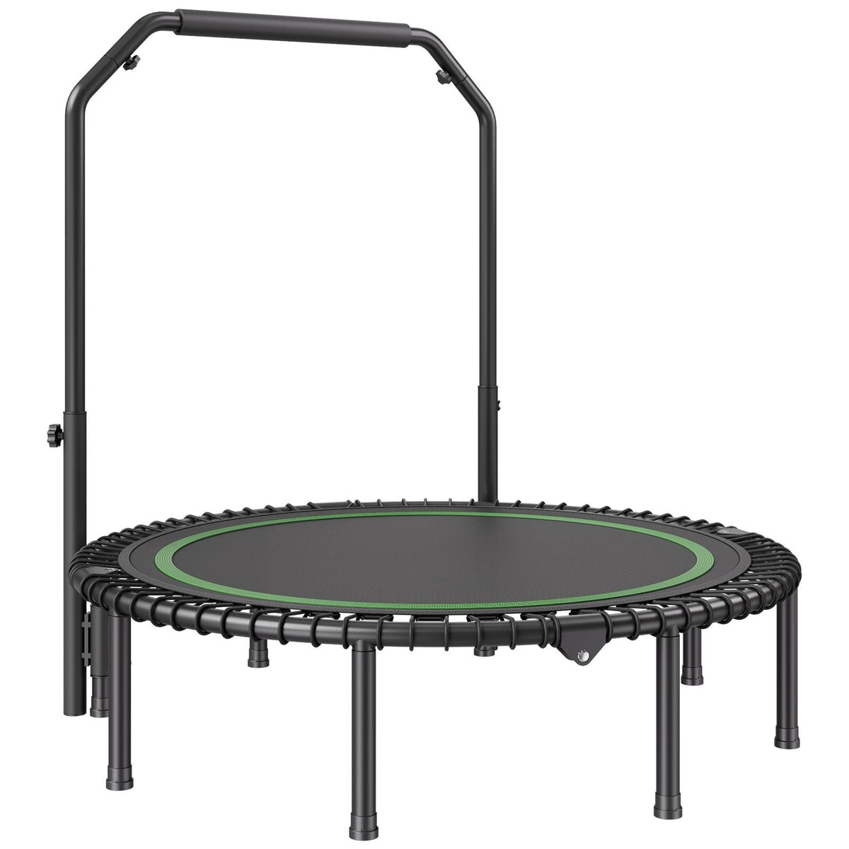 Foldable Mini Trampoline, 51 Inch Fitness Rebounder, Max Load 450lbs Exercise Trampoline, Stable & Quiet Trampoline with 4 Level Height Adjustable Foam Handle, for Adults Indoor/Garden Workout