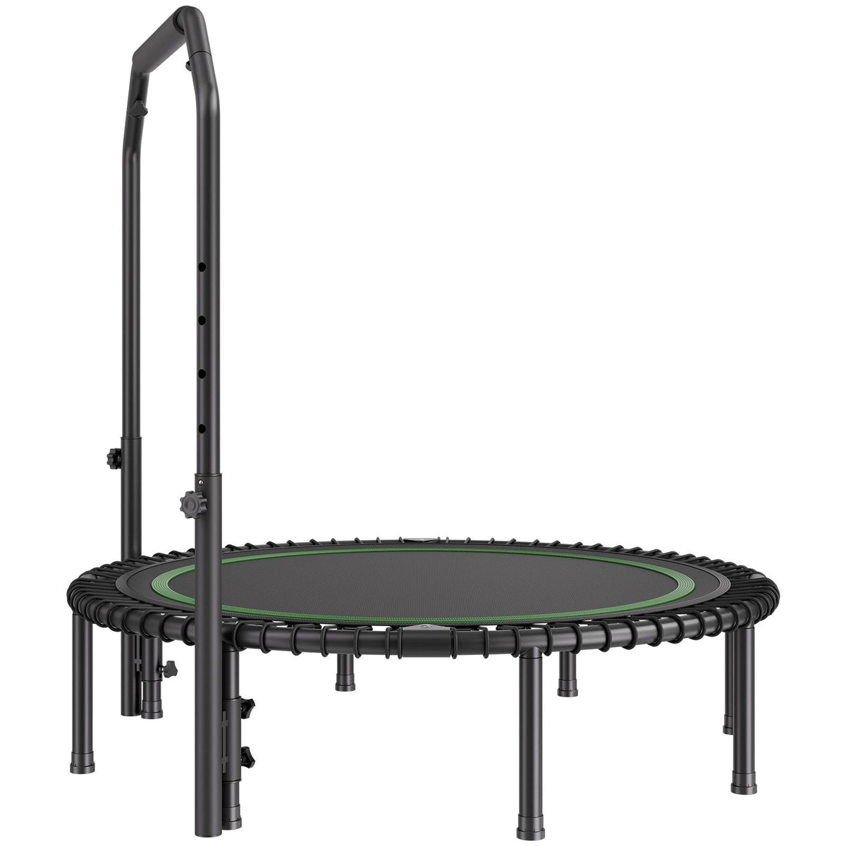 Foldable Mini Trampoline, 51 Inch Fitness Rebounder, Max Load 450lbs Exercise Trampoline, Stable & Quiet Trampoline with 4 Level Height Adjustable Foam Handle, for Adults Indoor/Garden Workout