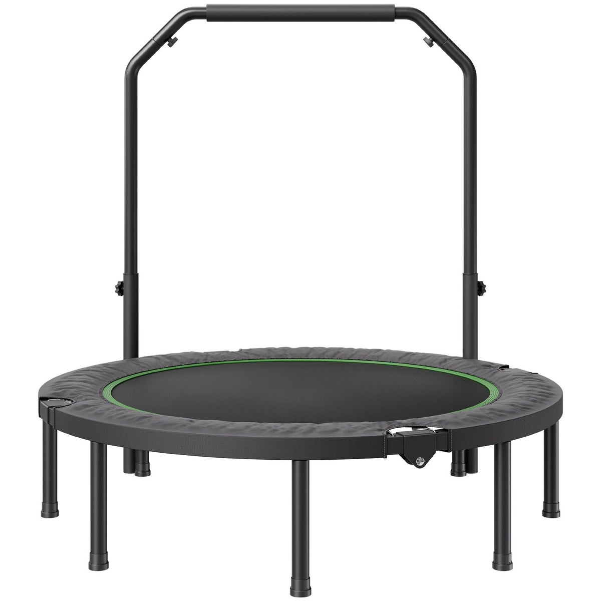 Foldable Mini Trampoline, 52 Inch Fitness Rebounder, Max Load 450lbs Exercise Trampoline, Stable & Quiet Trampoline with 4 Level Height Adjustable Foam Handle, for Adults Indoor/Garden Workout