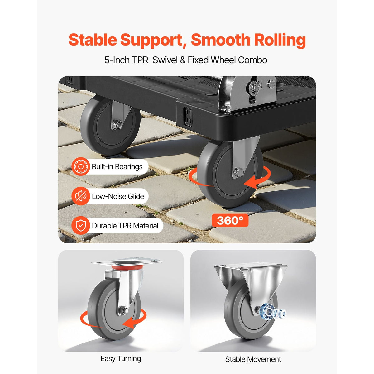 Foldable Push Cart Dolly, 1000 lbs Capacity, Folding Platform Truck with Swivel Wheels, Moving Platform Hand Truck Flatbed Cart, Space Saving Push Handle, for Easy Storage, 35.2 x 23.4 x 33.5 in