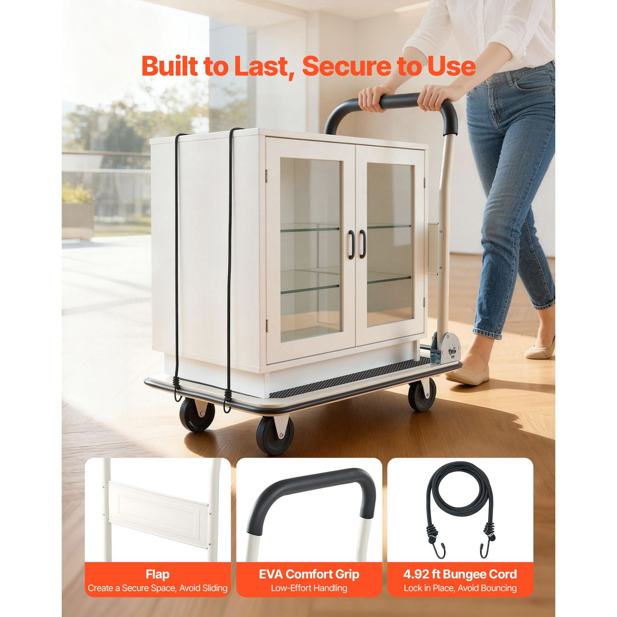 Foldable Push Cart Dolly, 330 lbs Load Capacity, Folding Platform Truck with Swivel Wheels, Moving Platform Hand Truck Flatbed Cart, Space Saving Push Handle, for Easy Storage, 29x18.9x32.5in