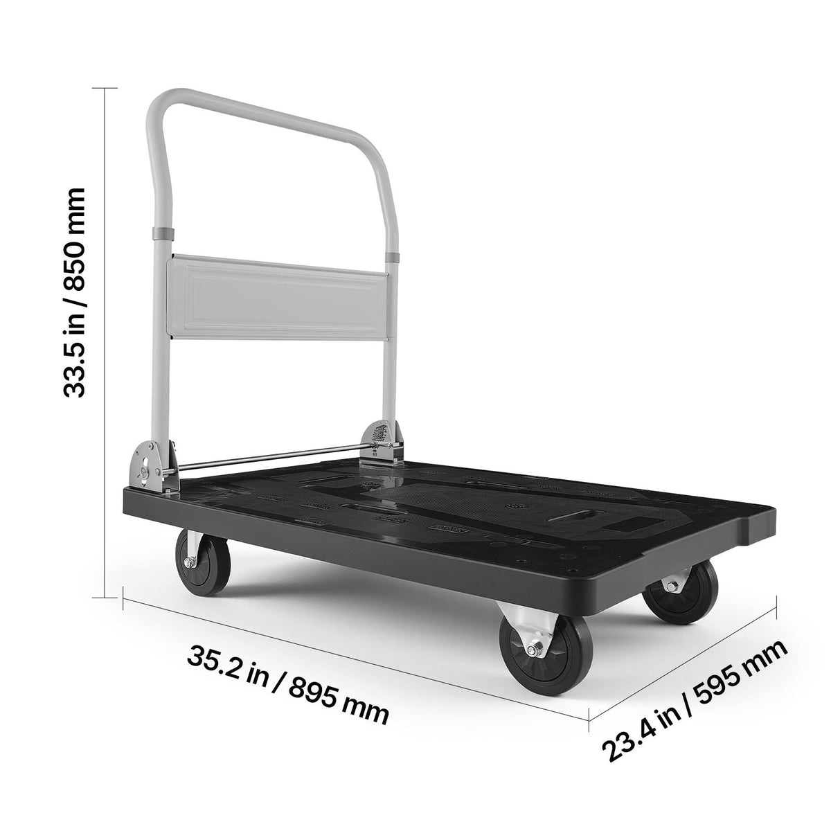 Foldable Push Cart Dolly, 660 lbs Capacity, Folding Platform Truck with Swivel Wheels, Moving Platform Hand Truck Flatbed Cart, Space Saving Push Handle, for Easy Storage, 35.2 x 23.4 x 33.5 in