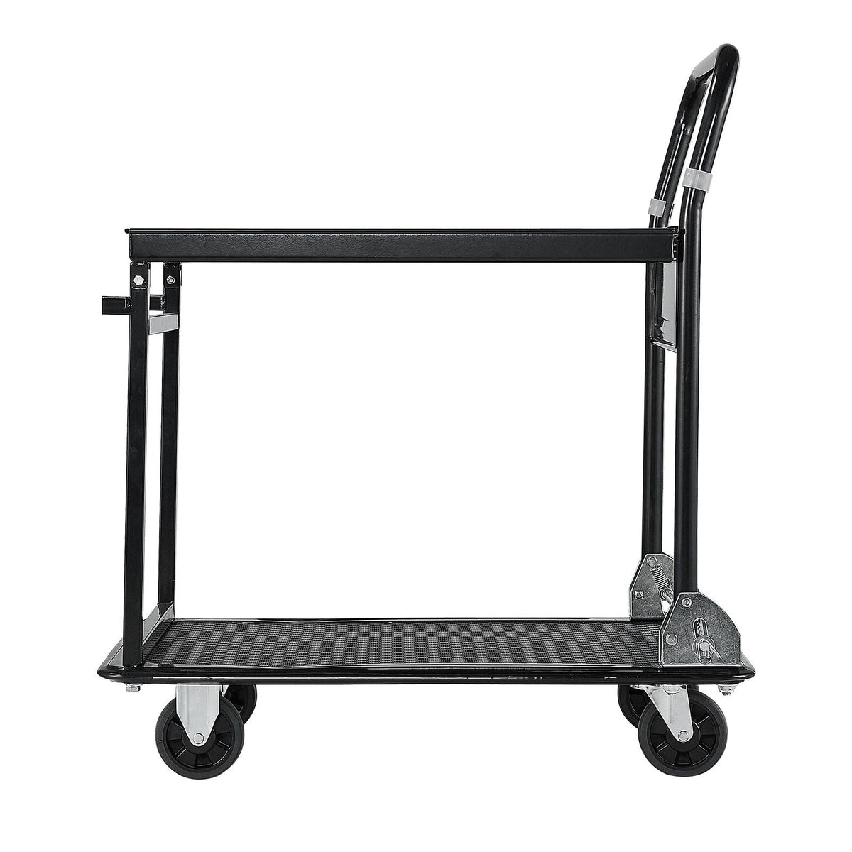 Foldable Push Cart Dolly, 700 lbs, Heavy Duty Platform Hand Truck with Wheels, High-Strength Steel, 2 Tier Moving Flatbed Cart, for Warehouse, Garage, Workshop, Office, 28.7 x 18.5 x 32.3 in