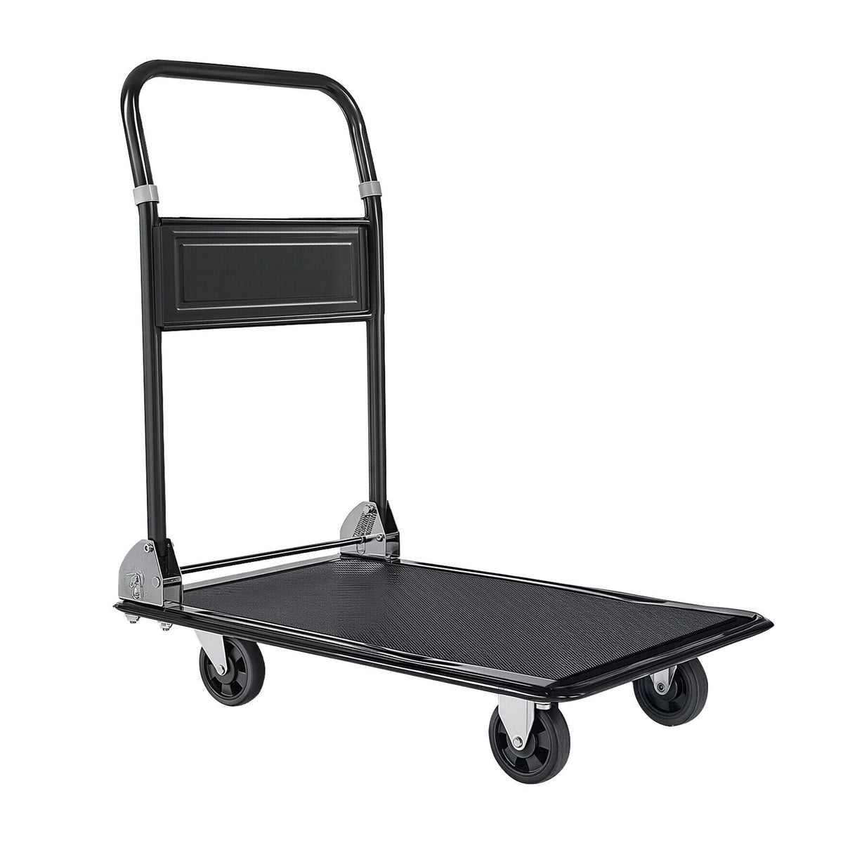 Foldable Push Cart Dolly, 700 lbs, Heavy Duty Platform Hand Truck with Wheels, High-Strength Steel, 2 Tier Moving Flatbed Cart, for Warehouse, Garage, Workshop, Office, 28.7 x 18.5 x 32.3 in