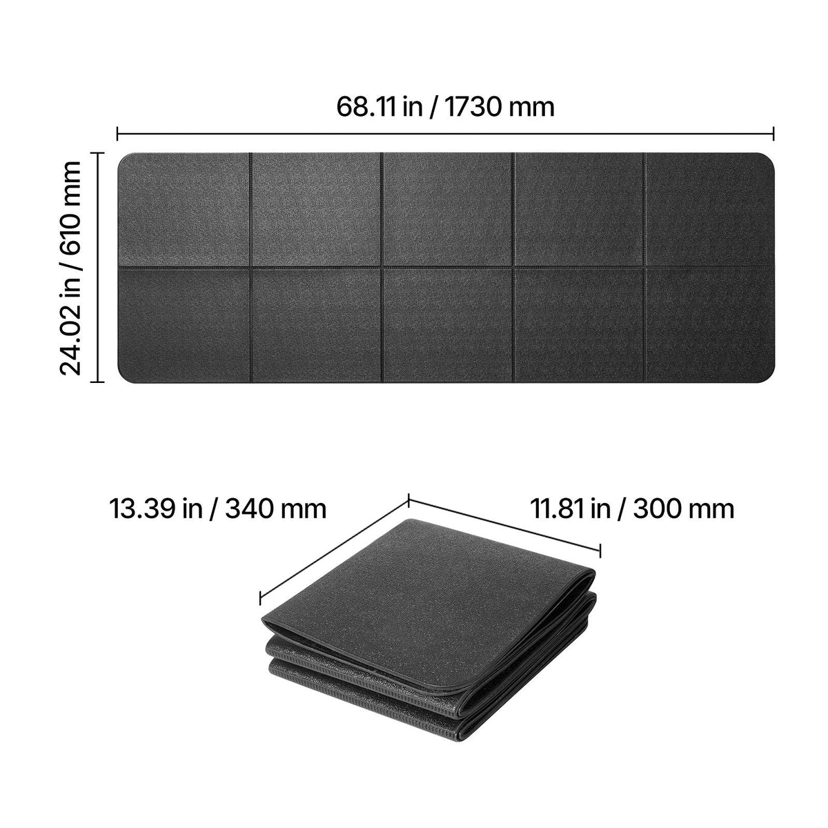 Foldable Walking Pad Treadmill Mat, 1/4" Thick, 24" x 68" Exercise Equipment Mat for Elliptical on Carpet Hardwood Floor, High Density PVC Floor Protector, Waterproof and Non-slip for Home Gym
