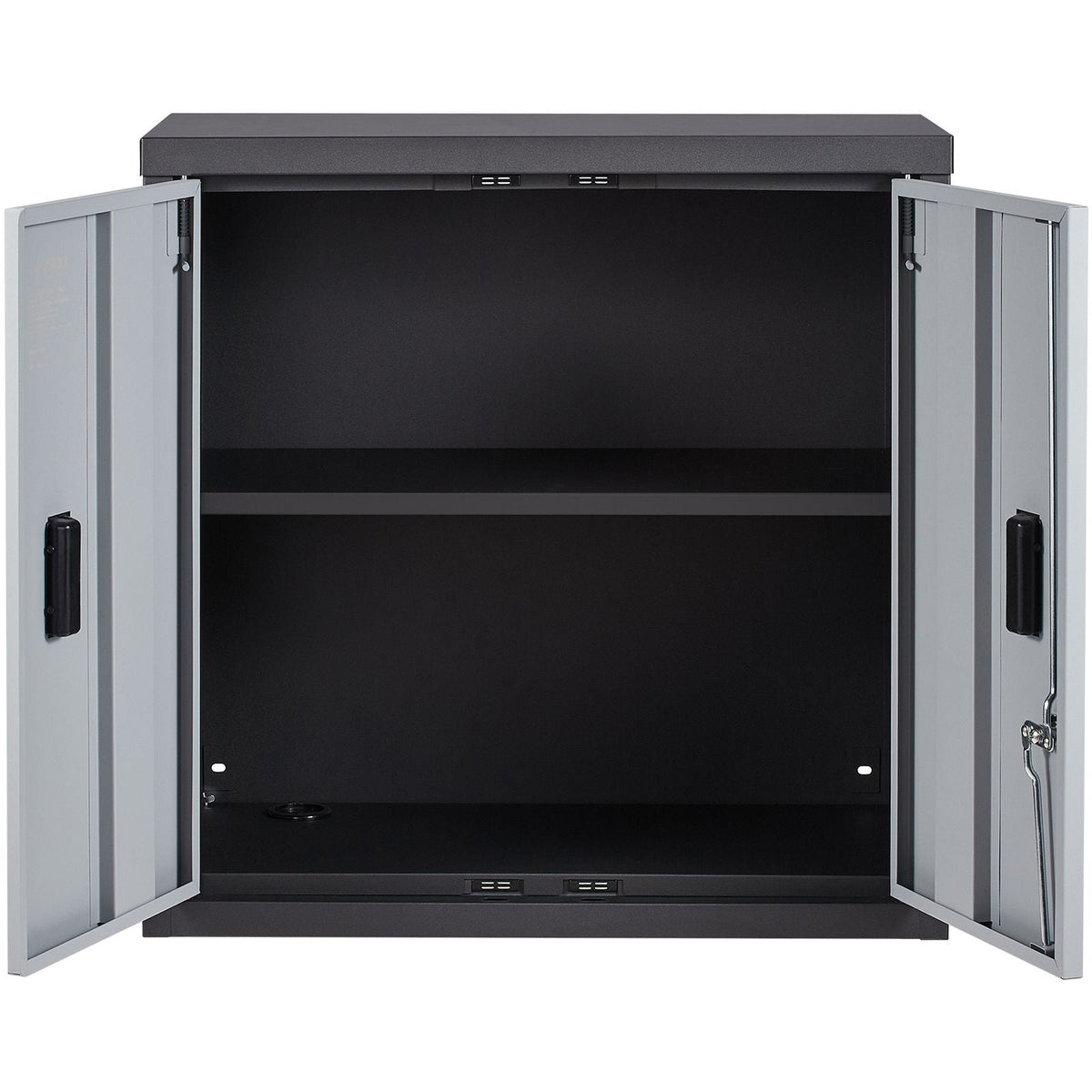 Foldable Wall Cabinet, Metal Garage Locker Mounted 26" Small Tool Chest 240 LBS Loading Capacity Adjustable Shelf Magnetic Door File for Warehouse Office Home Black