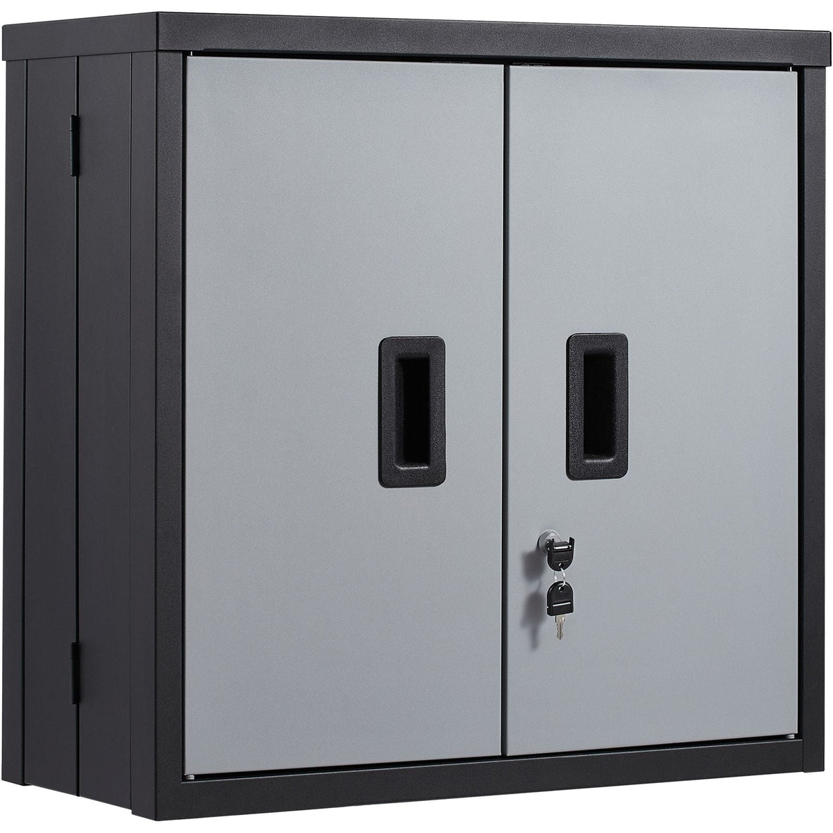 Foldable Wall Cabinet, Metal Garage Locker Mounted 26" Small Tool Chest 240 LBS Loading Capacity Adjustable Shelf Magnetic Door File for Warehouse Office Home Black