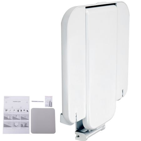 Folding ABS Shower Seat, 15.7'' x 16.7'' Unfolded, Wall Mounted Fold Up Shower Bench with 440 lbs Load Capacity, Space Saving Fold Down Shower Chair for Seniors Pregnant Women Children Adults
