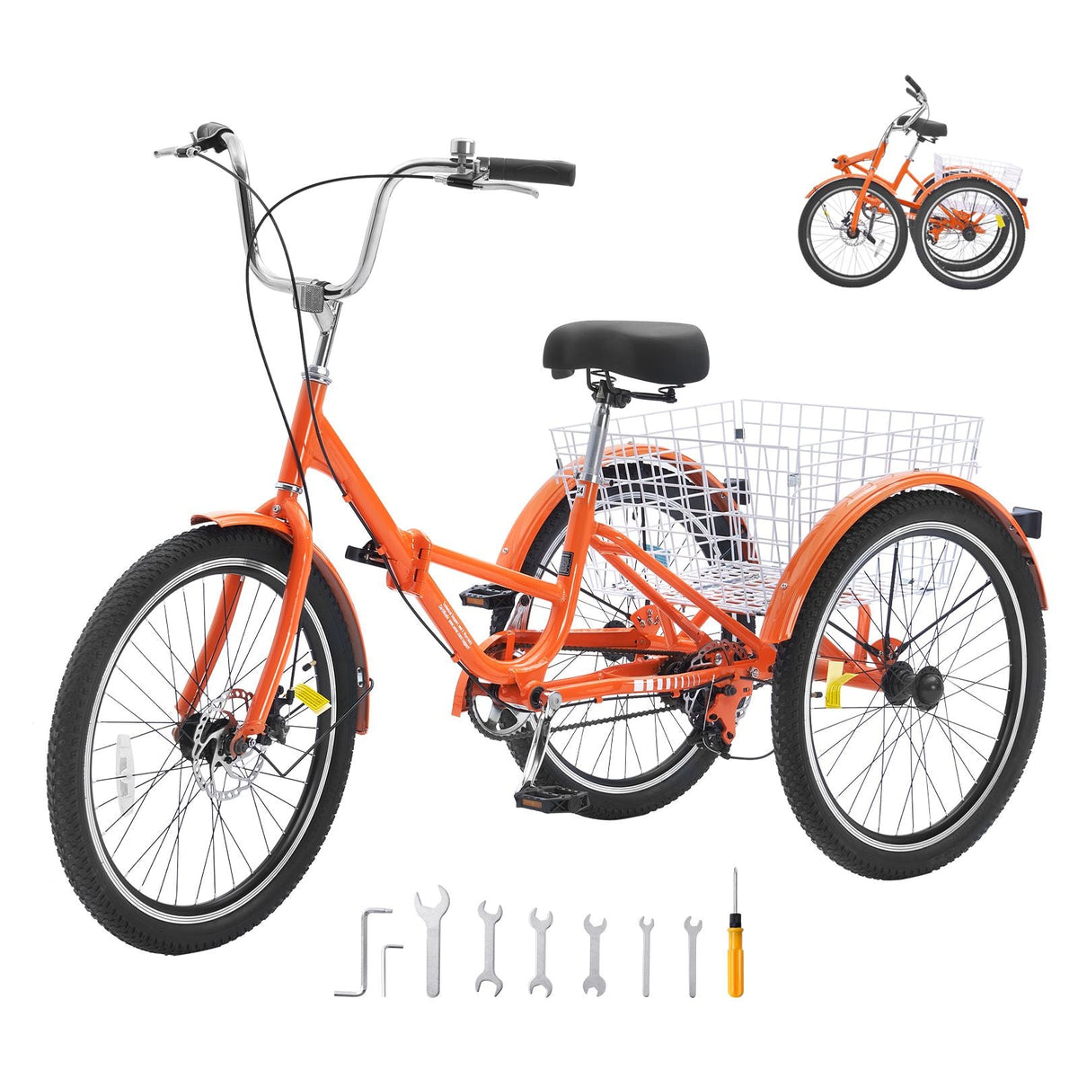 Folding Adult Tricycle, 20-Inch Adult Folding Trikes, Lightweight Aluminum Alloy 3 Wheel Cruiser Bike with Large Rear Basket, Shopping Picnic Foldable Tricycles for Adults, Women, Men, Seniors