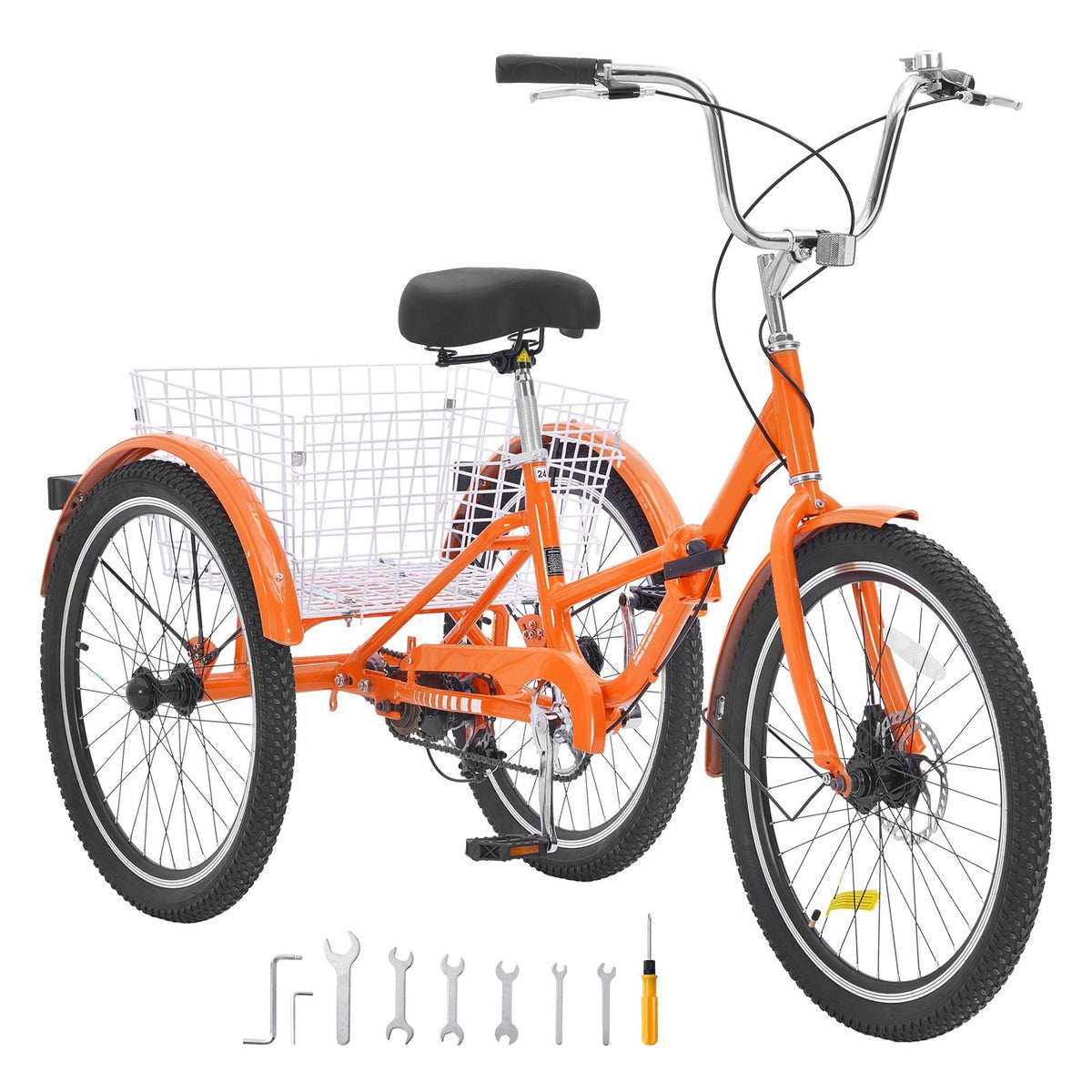 Folding Adult Tricycle, 20-Inch Adult Folding Trikes, Lightweight Aluminum Alloy 3 Wheel Cruiser Bike with Large Rear Basket, Shopping Picnic Foldable Tricycles for Adults, Women, Men, Seniors