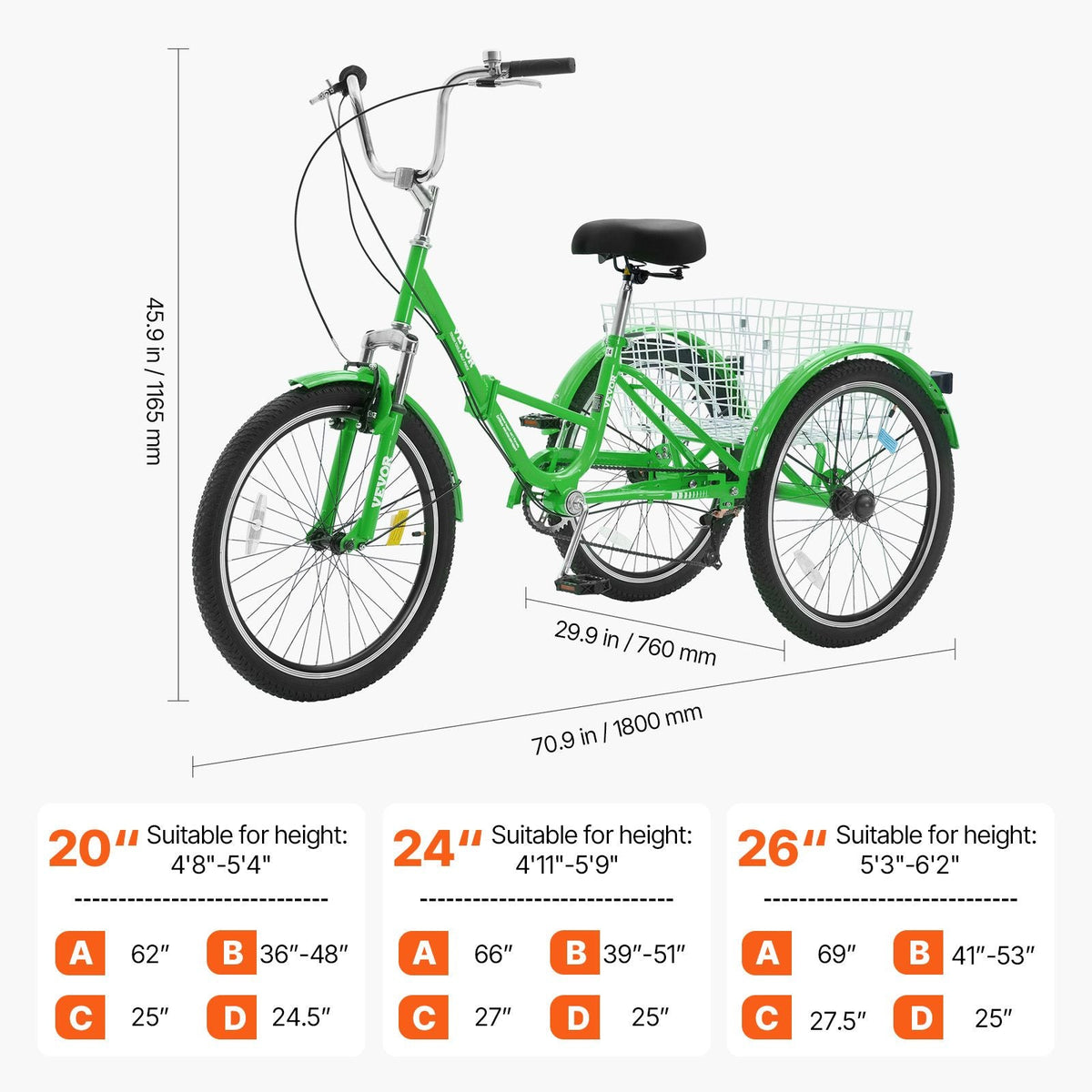 Folding Adult Tricycle, 24-Inch 7-Speed Adult Folding Trikes, Carbon Steel 3 Wheel Cruiser Bike with Basket & Adjustable Seat, Shopping Picnic Foldable Tricycles for Women, Men, Seniors (Green)