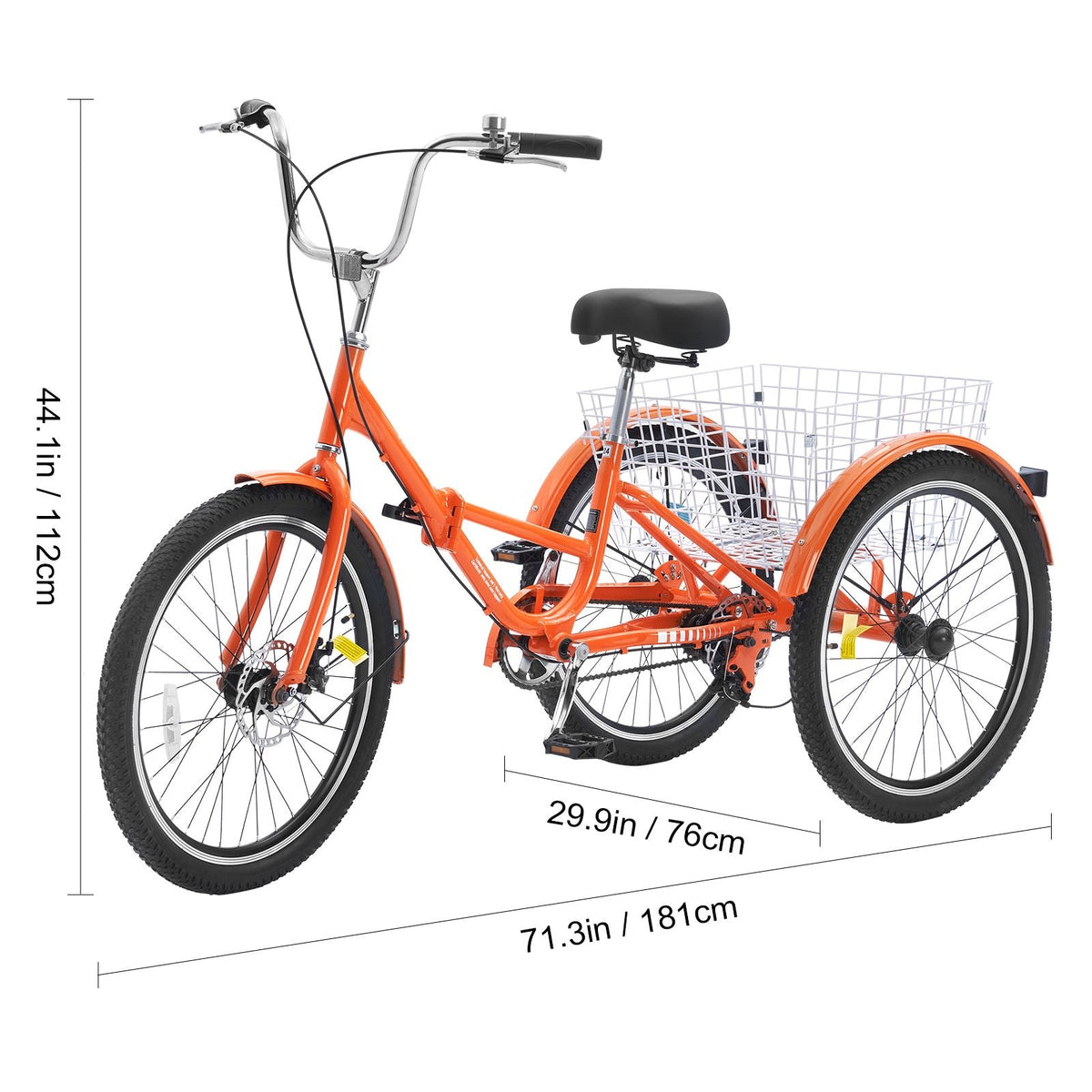 Folding Adult Tricycle, 24-Inch Adult Folding Trikes, Lightweight Aluminum Alloy 3 Wheel Cruiser Bike with Large Rear Basket, Shopping Picnic Foldable Tricycles for Adults, Women, Men, Seniors