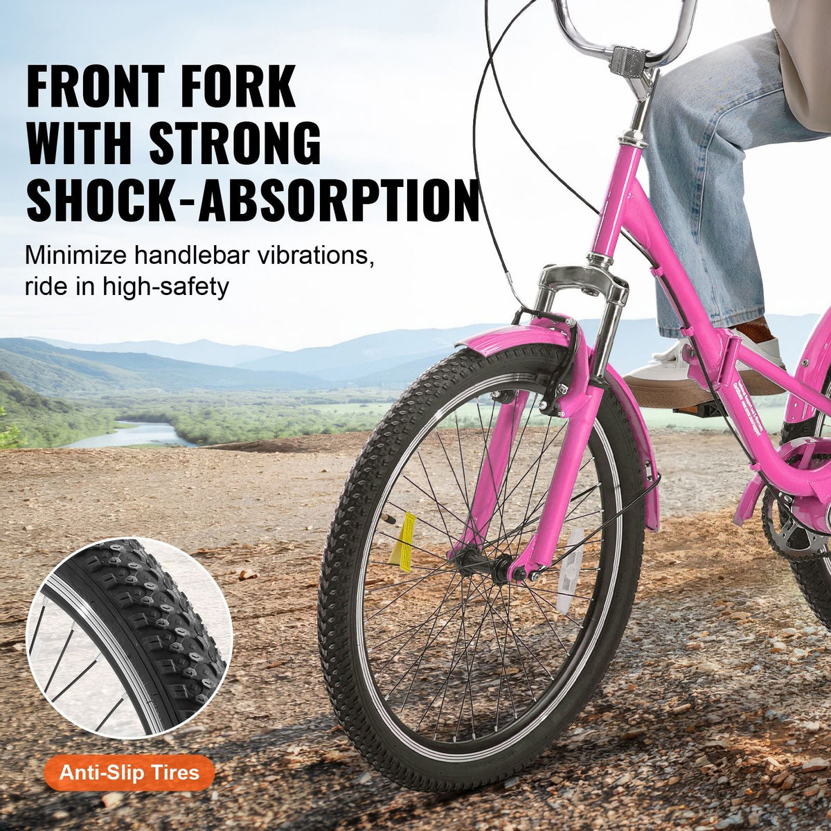 Folding Adult Tricycle, 26-Inch Adult Folding Trikes, Carbon Steel 3 Wheel Cruiser Bike with Large Basket & Adjustable Seat, Shopping Picnic Foldable Tricycles for Women, Men, Seniors (Pink)