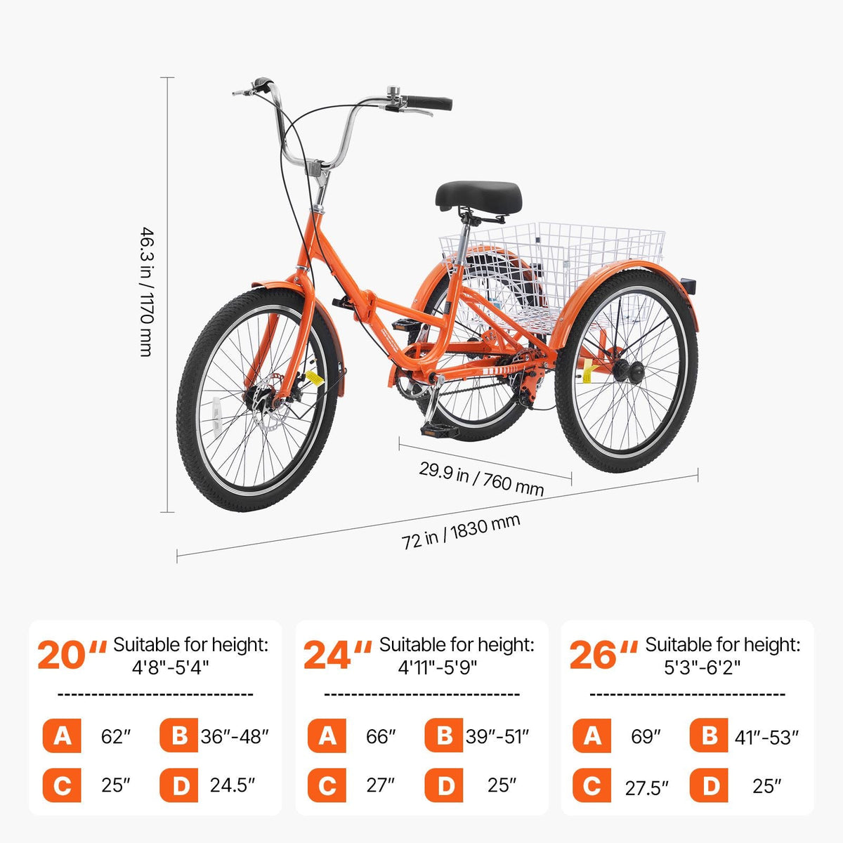 Folding Adult Tricycle, 26-Inch Adult Folding Trikes, Lightweight Aluminum Alloy 3 Wheel Cruiser Bike with Large Rear Basket, Shopping Picnic Foldable Tricycles for Adults, Women, Men, Seniors