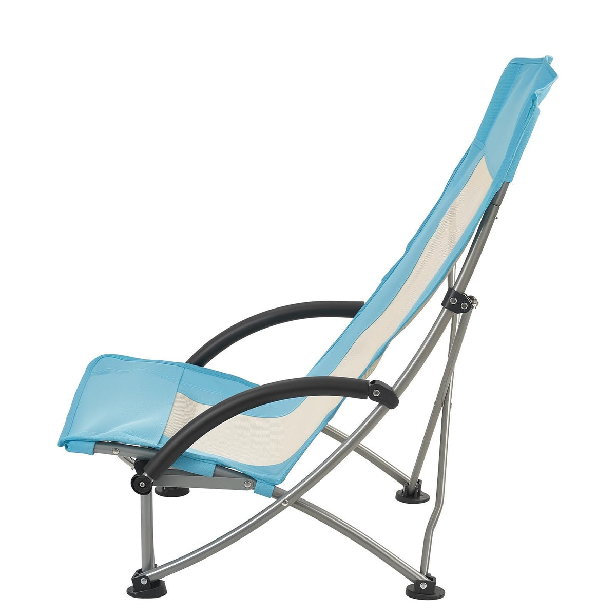 Folding Beach Chair, High Back Camping Chairs for Adults, with Cup Pocket, Mesh Back, Carry Bag, Portable Extra Wide Seat Chair 330 lbs Heavy Duty Support, for Outdoor, Camp, Light Blue, 2 Pack