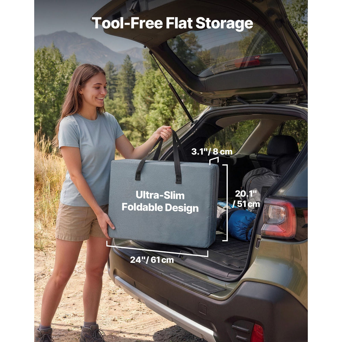 Folding Camping Storage Cabinet, Outdoor Portable Aluminum Lightweight Table, Quick Set-up Compact Kitchen Cook Station, with 3 Shelves and Carry Bag, for Picnic, BBQ, Camping, RV Traveling