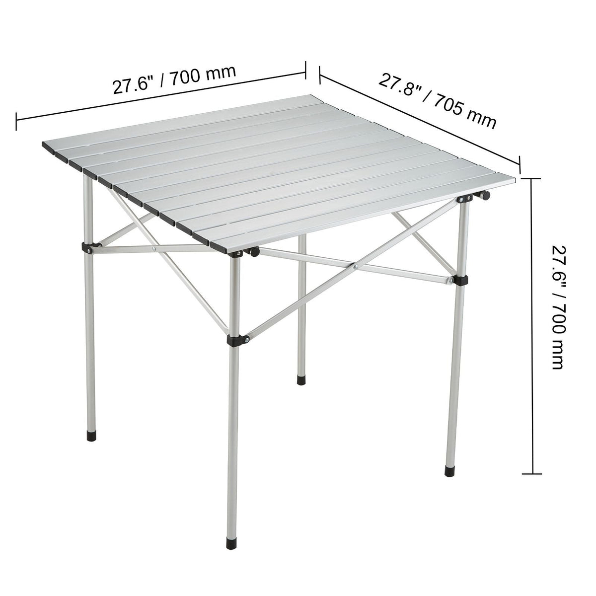 Folding Camping Table, Outdoor Portable Side Tables, Lightweight Fold Up Table, Aluminum Ultra Compact Work Table with Carry Bag, For Cooking, Beach, Picnic, Travel, 24x16 inch, Silver