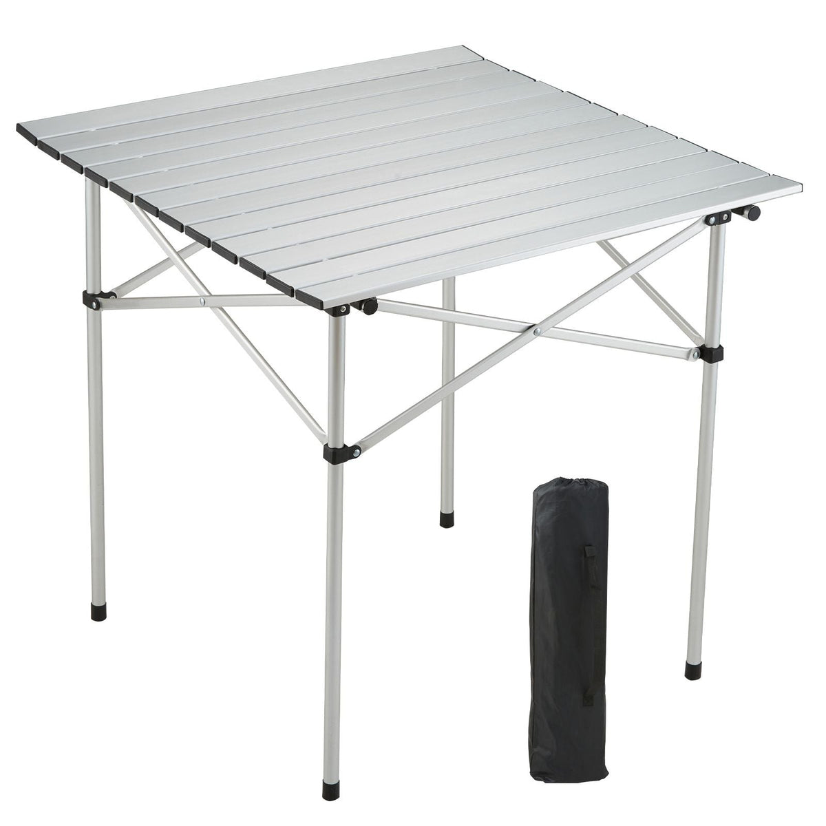 Folding Camping Table, Outdoor Portable Side Tables, Lightweight Fold Up Table, Aluminum Ultra Compact Work Table with Carry Bag, For Cooking, Beach, Picnic, Travel, 24x16 inch, Silver