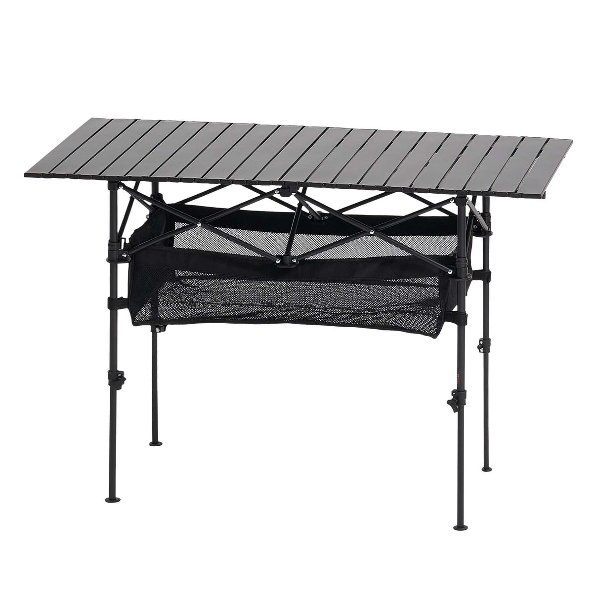 Folding Camping Table, Portable Roll Up Side Tables, Lightweight Aluminum Beach Table with Adjustable Height, Large Storage Bag and Carry Bag, For Outdoor BBQ Tailgating Picnic, Travel, Black