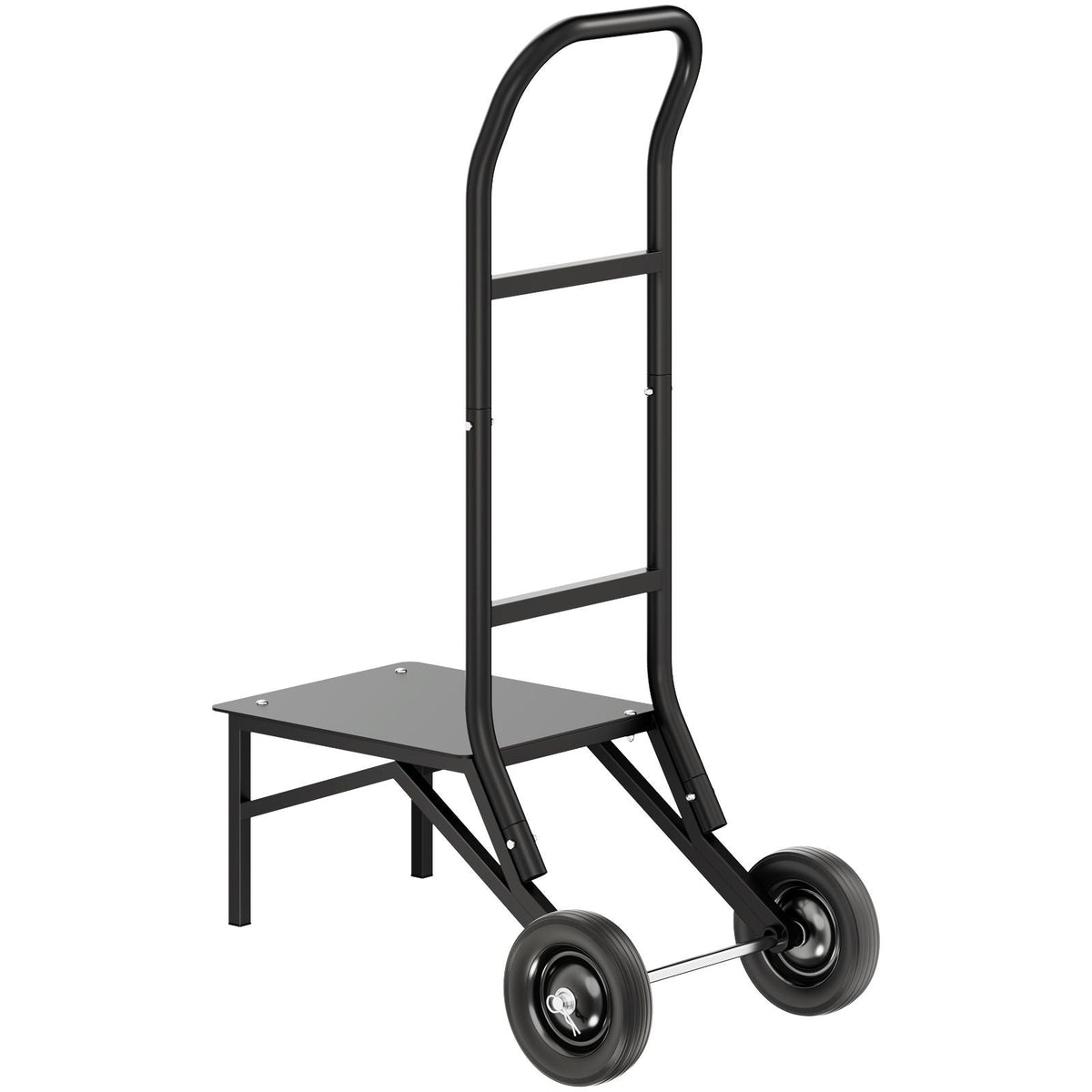 Folding Chair Rack, 150 LBS Capacity, Heavy-duty Chair Cart for Stacking 10 Chairs, Multi-Function Metal Chair Storage Dolly with Rubber Wheels, Push-Style Chair Holder, Matte Black