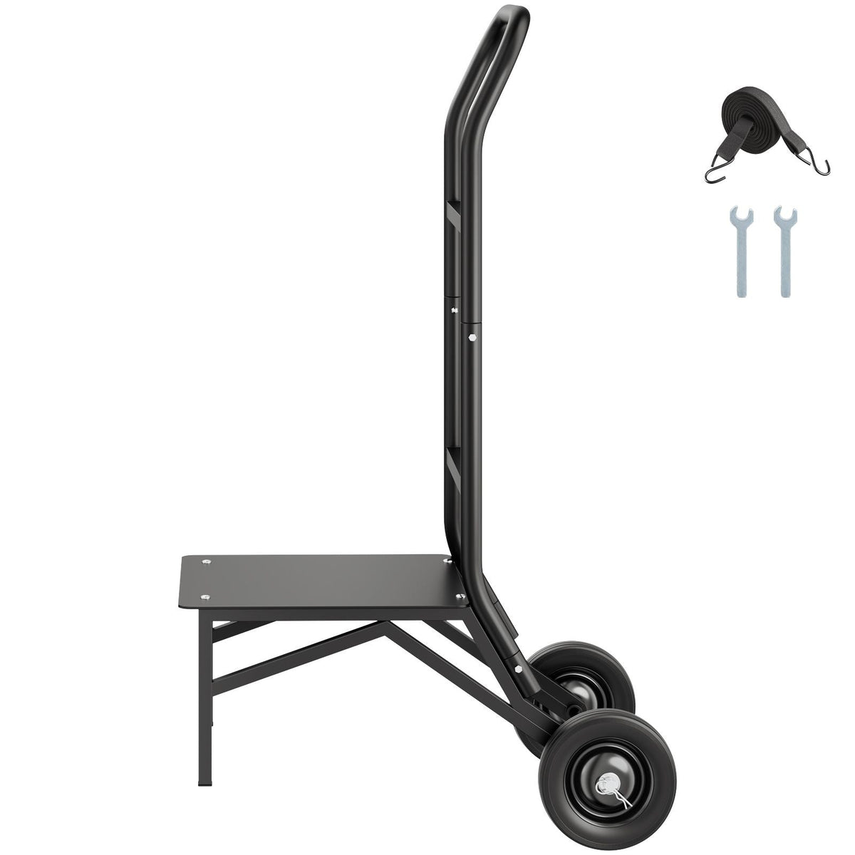 Folding Chair Rack, 150 LBS Capacity, Heavy-duty Chair Cart for Stacking 10 Chairs, Multi-Function Metal Chair Storage Dolly with Rubber Wheels, Push-Style Chair Holder, Matte Black