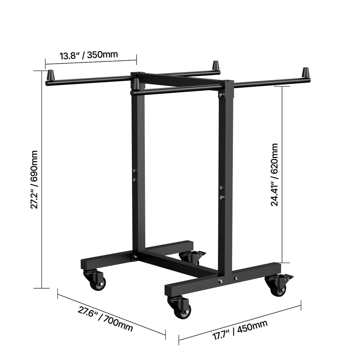 Folding Chair Rack, 200 LBS Capacity, T-shape Chair Cart for 14 Chairs, Heavy-duty Metal Chair Storage Dolly with Rubber Wheels, Multi-Function Chair Holder for Party Event,Hotel, Matte Black