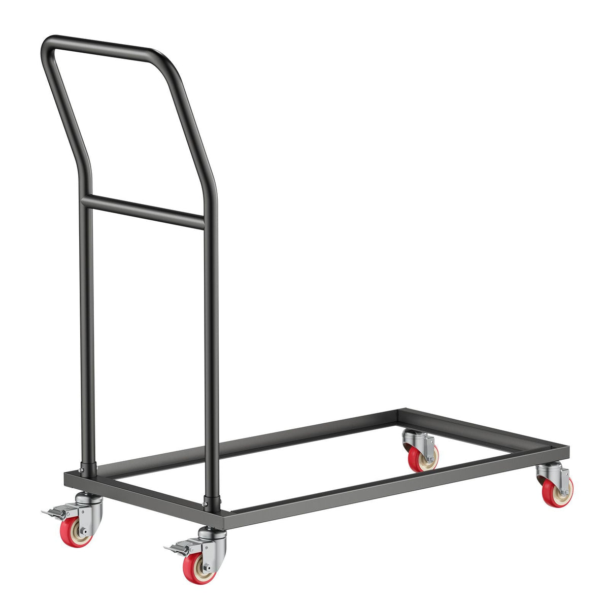 Folding Chair Rack, 300 LBS Capacity, L-shape Vertical Placement Chair Cart for 25 Chairs, Heavy-duty Metal Chair Storage Dolly with Rubber Wheels, Multi-Function Chair Holder, Matte Black